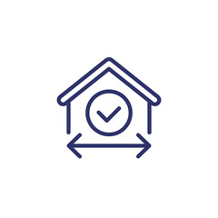 Poster - building, house size line icon on white