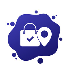 Sticker - grocery delivery vector icon with a shopping bag