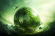 © Iryna - Green Planet concept. The boll in the sight of the Earth. Generative AI