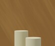 © Pijug - 3d background product with two circle podiums, Orange brown wall