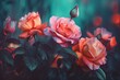 A colorful sketch of lovely roses against a vibrant background. Generative AI