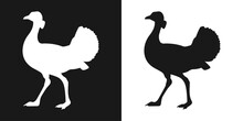 Vector Set Of Decorative, Detailed, Isolated Bustard Birds In Black On White Background
