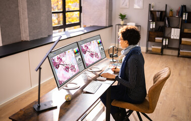 Wall Mural - Graphic Designer Artist Working