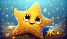 Cute Cartoon Starfish Generative Ai