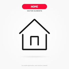 Poster - Minimal modern home, homepage, base, main page, house push button icon emblem symbol, sign. 3d blue home icon. Mobile app icons. Device UI UX mockup. Isolated vector elements.