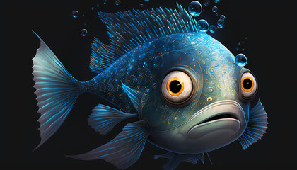 Poster -  strange cartoon fish generative ai.jpg, strange cartoon fish generative ai