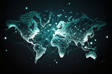 Wall Mural - Global network connection - Illustration - World map point and line composition - concept of global