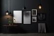 Artistic mockup of light and dark wall with copy space. Display or montage frame for design. Room with chiaroscuro. View. Generative AI