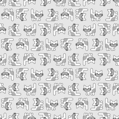 Wall Mural - Cartoon cute kitten pattern seamless. pet background. Baby fabric texture