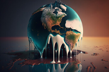 Wall Mural - Earth is melting - illustration - climachange