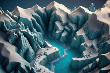Wall Mural - melting clacier - climachange - illustration - concept art