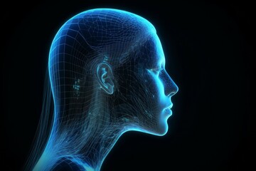 Wall Mural - head of digital lines futuristic. generate ai