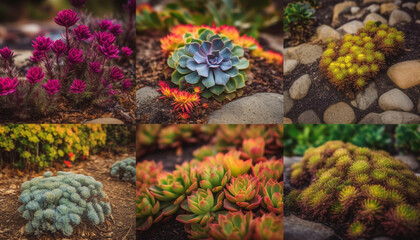 Canvas Print - Varied petals adorn thriving succulent in potted garden generated by AI