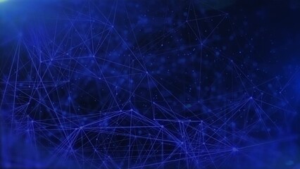Leinwandbilder - Abstract technology network flowing seamless loop 4K background. Global business data network. Plexus triangle and lines, dot dynamic moving structure platform.
