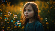 © Jeronimo Ramos - Cute girl blowing bubbles in nature beauty generated by AI