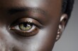 a close up of a black woman with yellow eyes - Generative AI