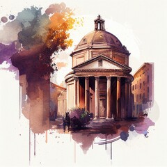 Wall Mural - Rome in watercolor style by Generative AI