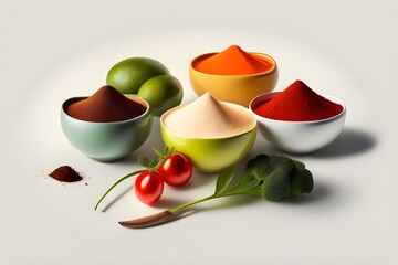 Food Background Design Element: Isolated Mediterranean Herbs and Spices with Realistic Shadows