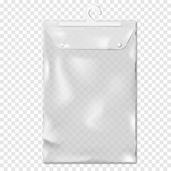 Canvas Print - clear pvc bag with snap button fastener and plastic hanging hook on transparent background realistic