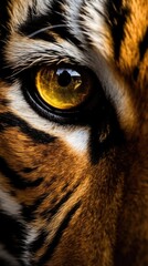 Wall Mural - Closeup of a tigers eye created using generative AI tools
