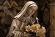 Saint Catherine of Siena, sculpture illustration. Generative Ai. St. Catherine is a famous catholic saint.