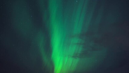 Wall Mural - The night sky illuminated with colorful Northern Lights. Timelapse. 