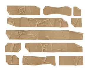 Wall Mural - Collection of adhesive tape pieces on transparent background