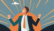 © maylim - Ai generated illustration concept of leadership with a man who expresses his joy by raising his arm