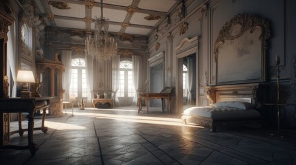 Wall Mural - Baroque interior design room with beautiful lightning generative ai