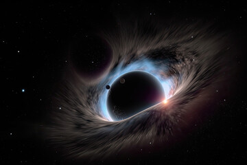 Wall Mural - black hole illustration in outer space. wormhole in universe. created with generative ai