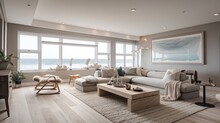 Coastal Interior Design Room With Beautiful Lightning Generative Ai