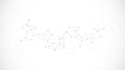 Minimalistic design with connecting the dots and lines. Abstract geometric background of science and technology concept