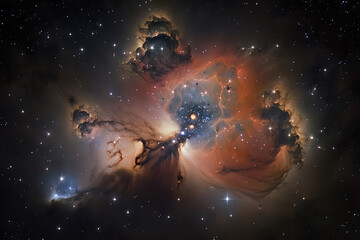 Wall Mural - glowing nebula with stars. fantasy galaxy generative ai background