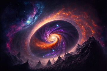 Wall Mural - Spiral Galaxy. Space with stars generative AI background