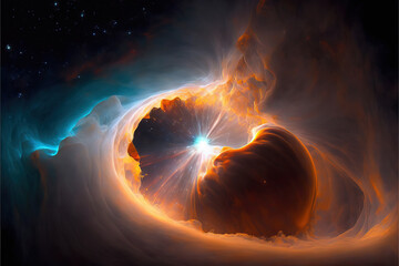 Wall Mural - glowing nebula with stars. fantasy galaxy generative ai background