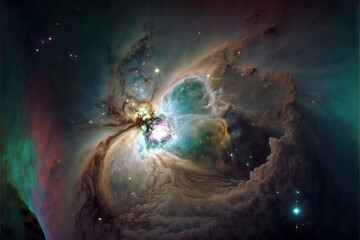 Wall Mural - pearl nebula with stars. fantasy galaxy generative ai background