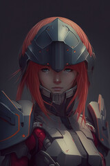 a warrior woman in a medieval and scifi inspired armor, brave and strong girl, generative ai technology