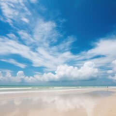 Canvas Print - beach with the sky and clouds. generative ai