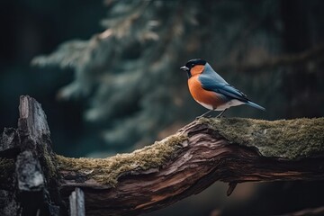 Canvas Print - colorful bird perched on a tree branch in a natural setting. Generative AI