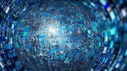Wall Mural - abstract technology background. flying data in high tech science fiction space. software, programmin