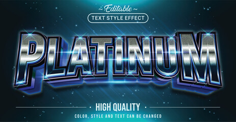 Fototapete - Editable text style effect - Platinum text style theme.