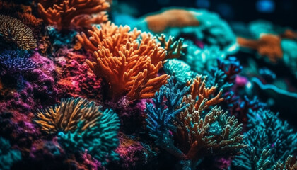 Sticker - Colorful underwater reef teeming with sea life generated by AI