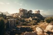 Old photo of Greek ruins, Acropolis, Athens. Generative AI