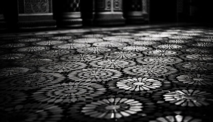 Sticker - Stone textured flooring in black and white generated by AI