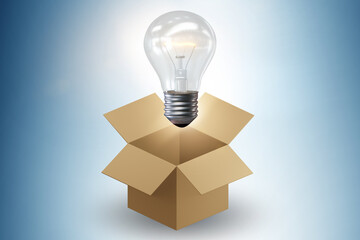 Think out of box concept with lightbulb