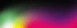Vibrant color gradient on black grainy textured background, rainbow colors abstract banner, dark noise texture effect