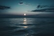 © Danilo - Tranquil sky with full moon over the sea. Peaceful nature. Generative AI