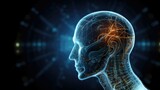 Fototapeta Na drzwi - Artificial intelligence in a human head