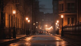 Fototapeta Londyn - City life illuminated by bright street lights generated by AI