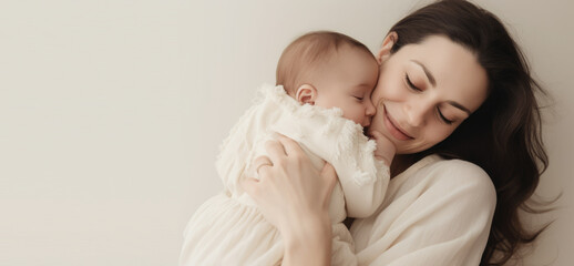 happy mom with baby , generative ai